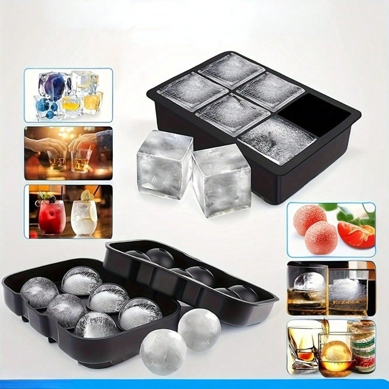蓋付きプレミアムシリコン製製氷皿 大型角型と球型の氷型 カク - Ice Mold Sphere のレビューと価格
